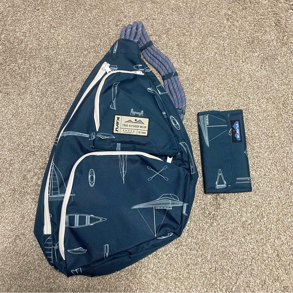 Kavu Nautical Sling Backpack with Matching Wallet